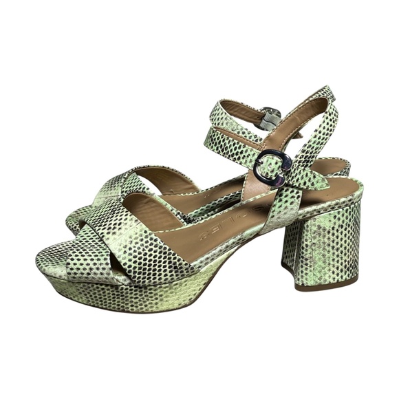 Aerosoles Cosmos Sandals Size 8.5 Gleam Snake Print Leather Platform Block Heel - Picture 4 of 12